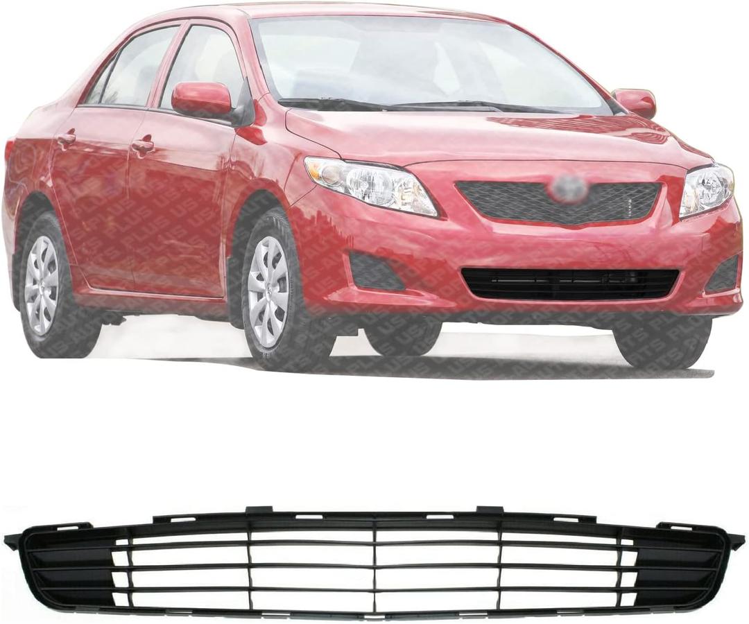 US AUTO PATRS PLUS New Front Bumper Lower Grille Textured Plastic Direct Replacement For Toyota Corolla 2009-2010 5311202120 TO1036111