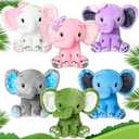 6 Pcs Elephant Stuffed Animals 6 Inch Big Ear Stuffed Elephant Animal Plush Toy Gift for Baby Shower Boys Girls Woodland Nursery Bed Decoration Birthday Party Supplies(Multicolor)