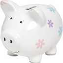 Kate & Milo Mini Ceramic Floral Piggy Bank  Baby Girl Coin Bank for Toddlers, Kids Savings Bank, Perfect, Nursery Dcor Keepsake