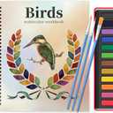 2 x LAOBUSEI Watercolor Workbook, Large 10.3x8.3” Beginner Friendly Watercolor Painting Kit with Thick Paper & 3 Brushes Included, Bird, Animal, Ocean & Flower Themes