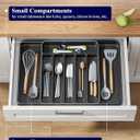 Kitsure Cutlery Drawer Organiser for Kitchen - Adjustable Cutlery Tray for Effortless Utensil Sorting, Versatile Kitchen Storage & Organisation Solution, 13.70" x 1.54" x 10.94"~20.08", Black (Large)