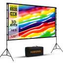 Projector Screen and Stand, Towond 120 inch Portable Projector Screen Indoor Outdoor Movie Screen 16:9 4K HD Wrinkle-Free Lightweight Projection Screen with Carry Bag for Backyard Movie Night