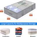 Onlyeasy Underbed Storage Bags Organizer, 4 Pack Large Capacity Under Bed Storage Containers with Reinforced Handles, Foldable Fabric Storage Bins with Clear Window, Herringbone Grey,