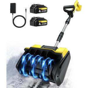 Cordless Snow Shovel,12.5" Electric Snow Blower with 2x4.0Ah Batteries,20V Snow Remover with Adjustable Handle &Directional Chute,6" Snow Intake and 27Ft Throw, for Driveway,Deck,Yard Steps Yellow