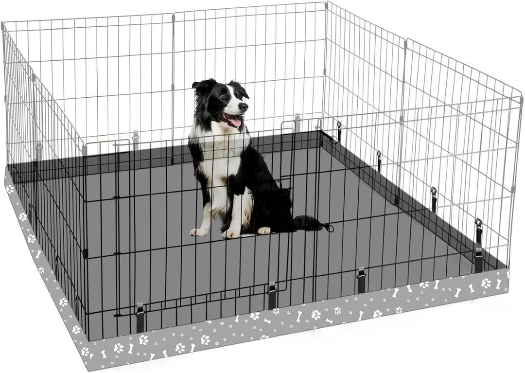 Dog Playpen Square Bottom Pad Fits for 48 Inch 8 Panels Metal Exercise Pet Playpen, Dog Crate Pad Puppy Playpen Pad, Elastic Buckles Connections.(Note: Playpen Not Included) -Gray