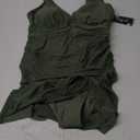 Blooming Jelly Women One Piece Swim Dress Tummy Control Swimsuits Slimming Mesh Sheer Sarong Wraps Bathing Suit (Large, Army Green)