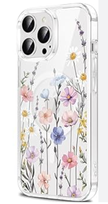iPhone 14 Case Floral, with Screen Protector&Camera Lens Protector,[Non Yellowing] Soft Shockproof Clear Phone Protective Cover for Women, Flower Pattern Design 6.1