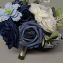 Ling's moment Dsuty Blue Bridal Bouquet for Bride, Navy Blue Wedding Bouquets for Bride Maid of Honor Bridesmaid, 9 Inch Silk Round Artificial Wedding Flowers Bouquets, Small Bridesmaid Bouquet