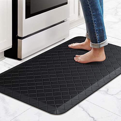 HappyTrends Floor Mat Cushioned Anti-Fatigue ,22"x54",Thick Waterproof Non-Slip Mats and Rugs Heavy Duty Ergonomic Comfort Rug for Kitchen,Floor,Office,Sink,Laundry,Black