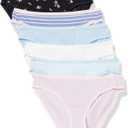 Amazon Essentials Women's Breathable Cotton Bikini Brief Underwear with Full Coverage, Multipacks (S)
