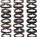 PINKPIN Adjustable Braided Leather Bracelets for Men Women Wrap Cuff Bracelet Cords Ethnic Tribal Handmade Wrap Wristband Bracelets Set