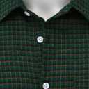 Mens Gingham Button Down Shirt Long Sleeve Dress Shirts Business Casual Shirts with Pockets (Large, Blackgreen)