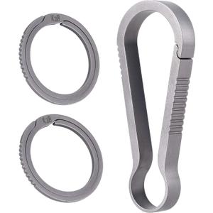 BANG TI Titanium Quick Release Keychain Clip and Side Pushing Key Rings Kit (Silver Grey)