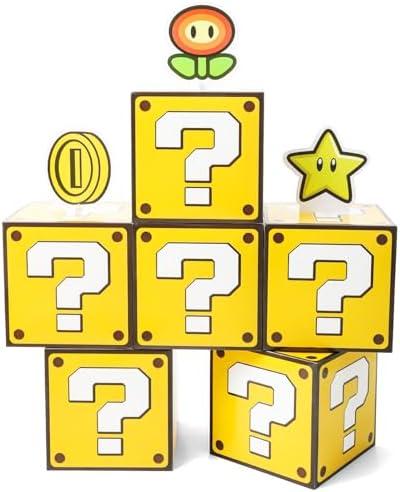 Seozio 6PCS Big Question Party Boxes, Question Boxes and 6 Set Centerpieces for Kids Boys Girls Birthday Party Decorations,Christmas Halloween Classroom Supplies Favors.(11.8 x 11.8 Inch)