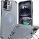 ESR for iPhone 16 Plus Case with Stash Stand, Camera Control, 23FT Military-Grade Shock-Absorbing Drop Protection, Compatible with MagSafe Accessories, Magnetic Cyber Series, Light Grey