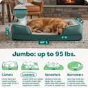 FurHaven Cooling Gel Dog Bed for Large Dogs, Comfort Sofa Bed with Cool Gel-Top Foam with a Solid Orthopedic Foam Base for Joint Support, Washable Cover, Jumbo XL, Plush & Velvet, Celadon Green.