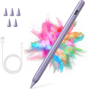 Stylus Pen for iPad 2018-2023 with Palm Rejection, Active Pencil for iPad 10th/9th/8th/7th/6th Generation, for iPad Pro 11/12.9 inch, for iPad Air 5th/4th/3th Gen, for iPad Mini 6th/5th Gen (Purple)