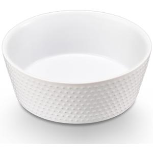 6.9" Non-Slip Ceramic Dog Bowl, 33 Oz Heavy-Duty Dog Food/Water Dish, Pet Feeding Bowl for Small and Medium Dogs, Food Grade Porcelain Pet Feeder Bowl, Microwave and Dishwasher Safe, White