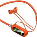Wireless Neckband Earphones with LED BT5.3 20H Play time Water Resistant Noise Cancelling for Sports and Gaming (Orange)