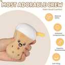 Emotional Support Boba Plush, 5 Cute Squishy Toys Stuffed Animal with Carrying Basket, Funny Cute Cuddly for Boba Lovers Adults, Inspirational Motivational Encouragement Gifts for Women Men