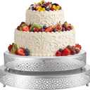 2 Pcs Silver Metal Cake Stand, 14" 16" Large Round Cupcake Stand