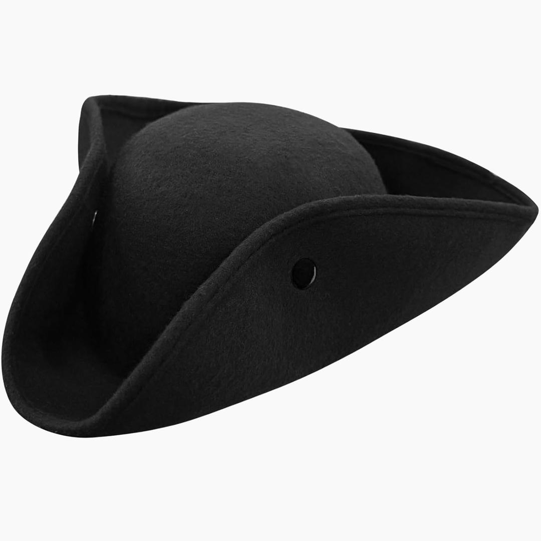 Xeehwb Pirate Hat for Men Women,Pirate Costume Accessories Hat,Colonial Triangle Hat for Halloween,Dress Up Party