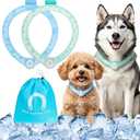 EXPAWLORER Dog Cooling Bandana 2 Pack - PCM Physical Instant Cooling Dog Scarf, Chill Out Pet Cool Bandanas Summer Ice Neck Cooler Kerchief Vest for Small Medium Large Dogs, Blue & Green M