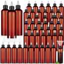 Barydat 36 Pcs Squeeze Bottle Twist Top Applicator Empty Hair Oiling Bottle with Funnels Refillable Plastic Liquid Containers for Liquid Hair Oil Shampoo Lotion (8 oz,Amber)