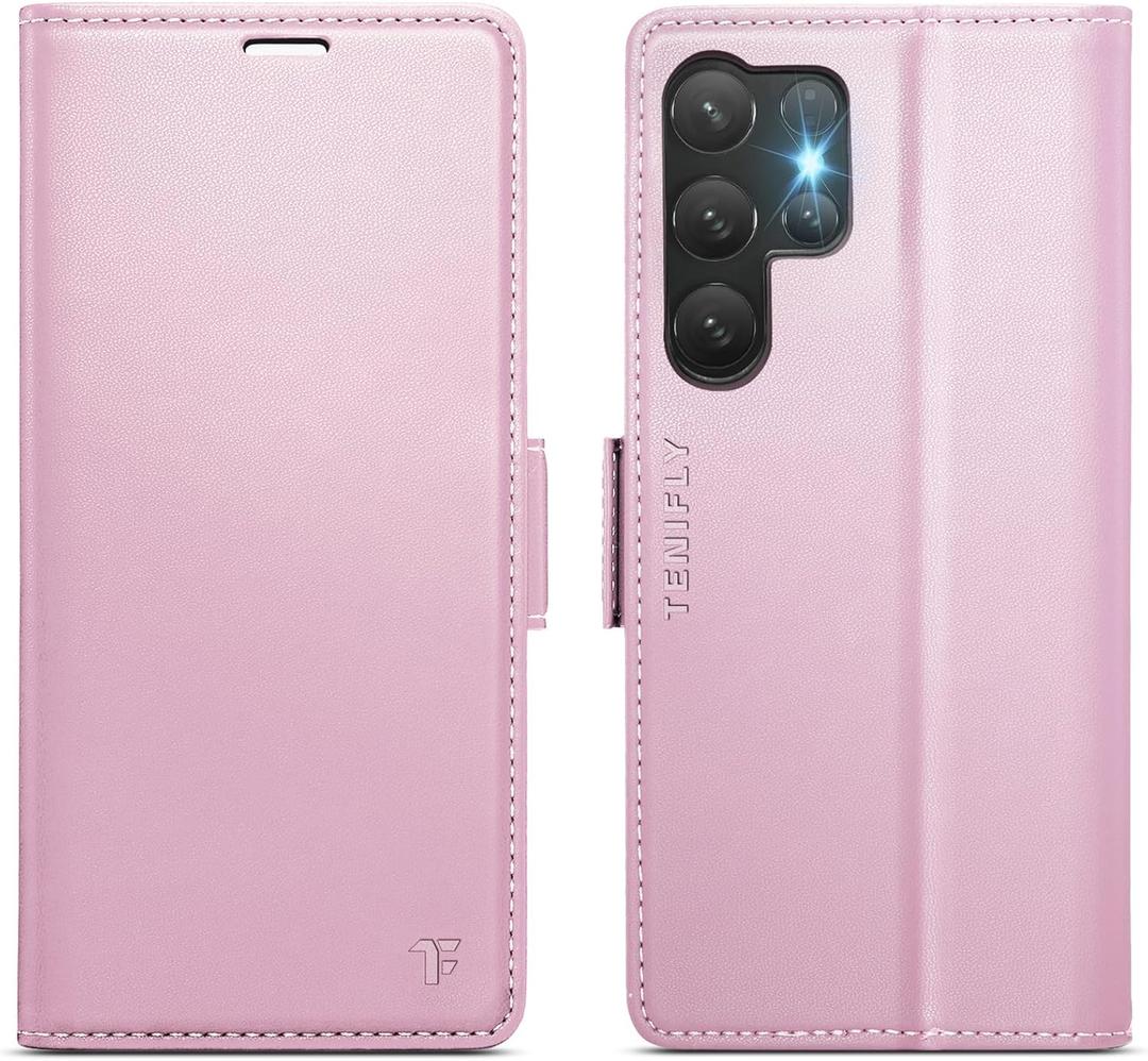 for Samsung Galaxy S25 Ultra Case Wallet with RFID Blocking Card Holder, PU Leather Kickstand Protective Flip Phone Cover Fit for Galaxy S25 Ultra 6.9", Rose Gold