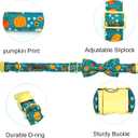 Dog Collar Autumn Pumpkin Print Pet Collar Fall Soft Cute Puppy Collar with Bow Tie Adjustable Metal Buckle Collar Gift for Medium Dogs (Medium (Pack of 1))