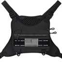 Sports Chest Bag For Men Women, Running Vest Bag With Built,Phone Holder For Workouts&Ski&Cycling&Hiking,Motorcycle Accessories (Black)