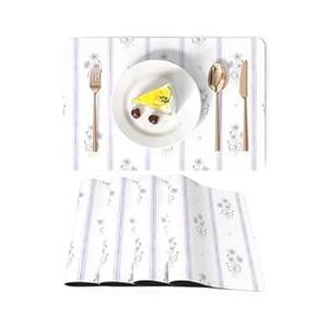 Faux Leather Placemats Set of 4, Waterproof Oil-Proof Dining Table Mats for Kitchen, Indoor & Outdoor Heat Resistant Wipeable PU Place Mats, 18 12, Blue Paisley Floral