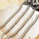 2 Yards Pearl Beaded Trim Bridal Lace Ribbon Trimming Edge Tape for Craft Sewing Wedding Dress Fabric DIY Decoration 1cm (#2)