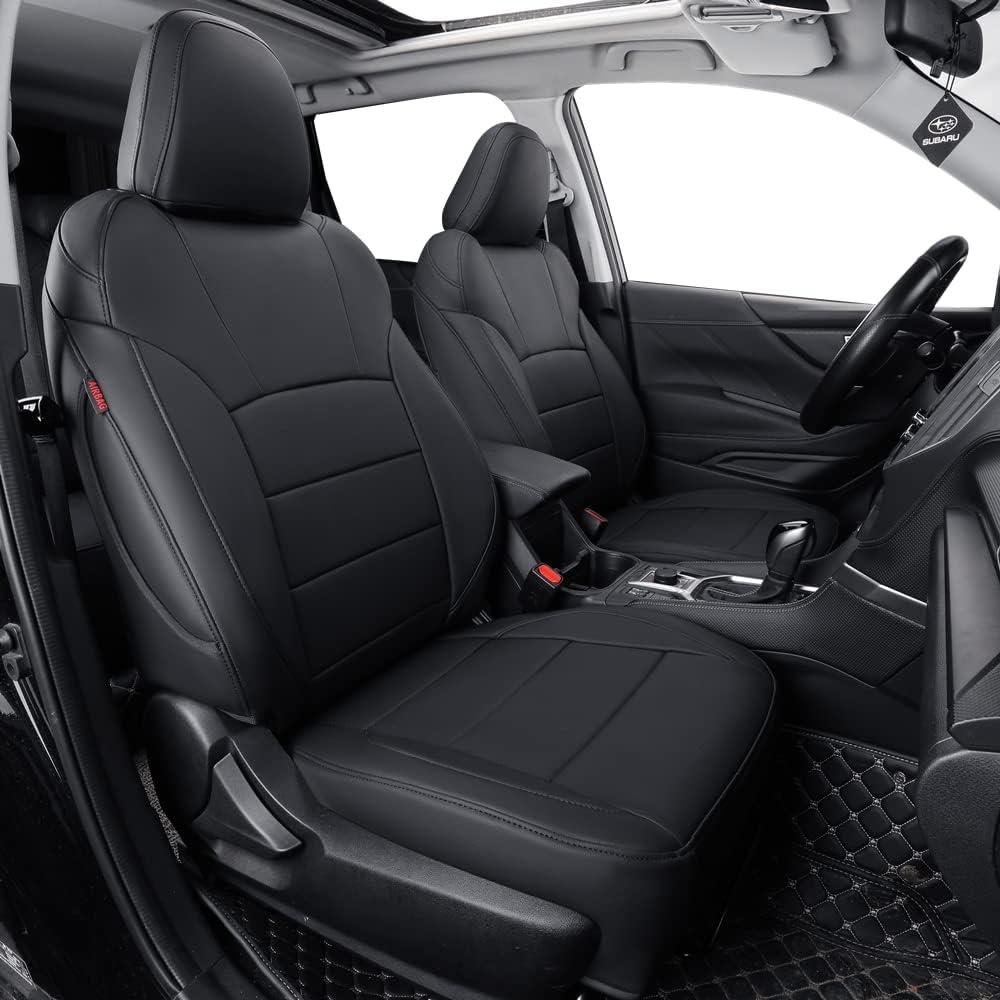 coverdream Forester Waterproof Leather Seat Covers Custom Fit for 2014-2018 Subaru Forester Seat Covers,Full Coverage,Airbag Compatible,Car Seat Protector(Full Set,Black)