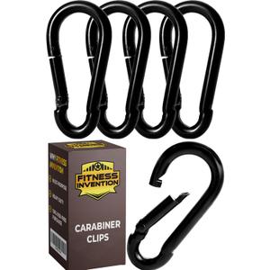 Carabiner Clip 5 PCS - Black Heavy Duty Carabiner Clip - Large Carabiner Clips - Snap Hooks - Perfect for Weight Lifting, Keychain, Dog Leashes & Gym