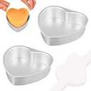 6 Inch Heart Cake Pan, Set of 2 Heart Shaped Cake Pans with 60 Pieces Parchment Paper, Non-stick Cake Baking Pans for Kitchen Birthday Wedding