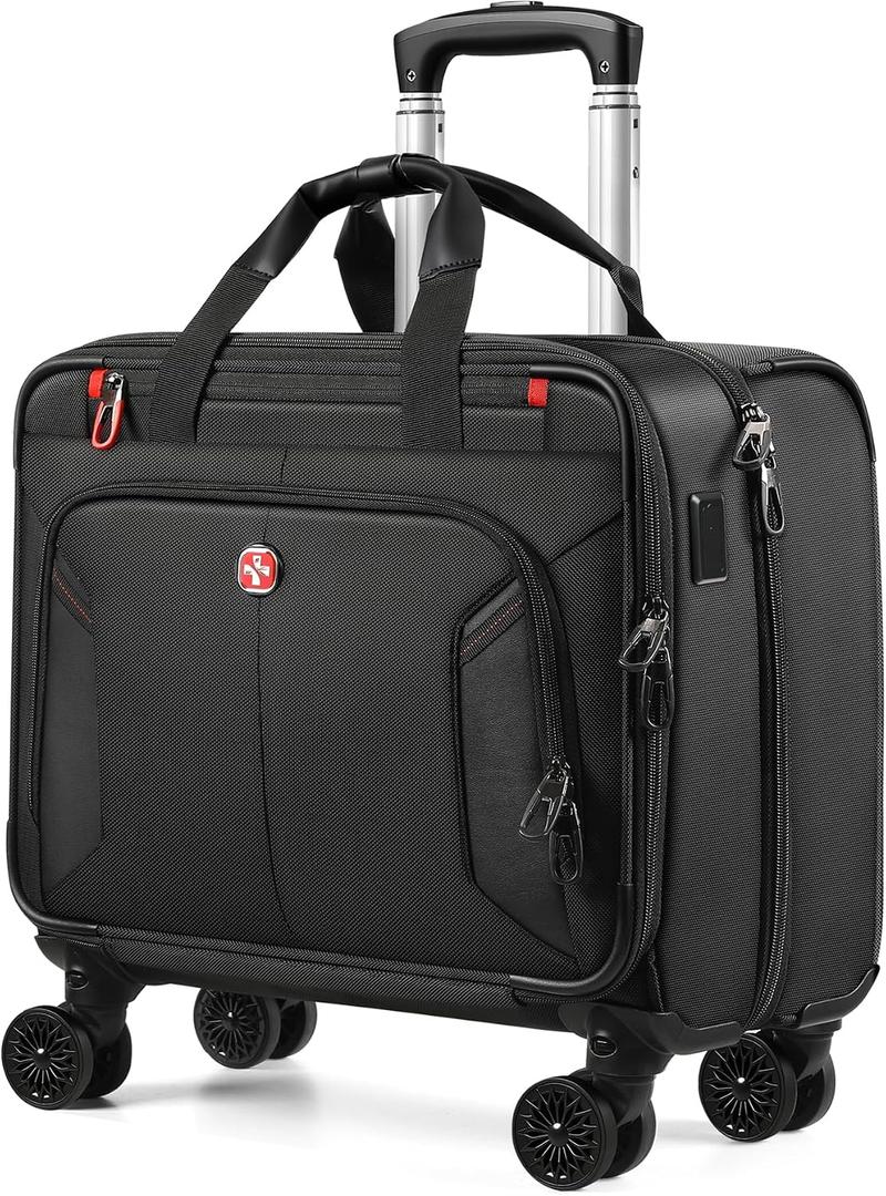 star cloud Rigid Frame Rolling Laptop Bag on Wheels, Rolling Briefcase with USB & Type-C Charging Port,Water Resistant Rolling Computer Bag for 17.3 Inch Laptop, Work Travel and Business, 18 16.5 8 Inches