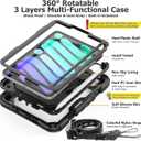 SEYMAC stock Case for iPad mini 7 (A17 Pro) 2024/ Mini 6 8.3'' with Screen Protector Pencil Holder [360 Rotating Hand Strap] &Stand, Drop-Proof Case for iPad mini 7th/6th Generation 8.3", Black