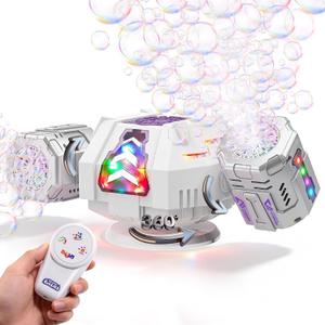 GoGonova Bubble Machine, 30000+ Bubbles/Min Rechargeable Kids Bubble Machine, Big Bubble Blower Maker, 360 Auto Rotation & 2 Speeds, 7-Color LED Lights, Mecha Overlord