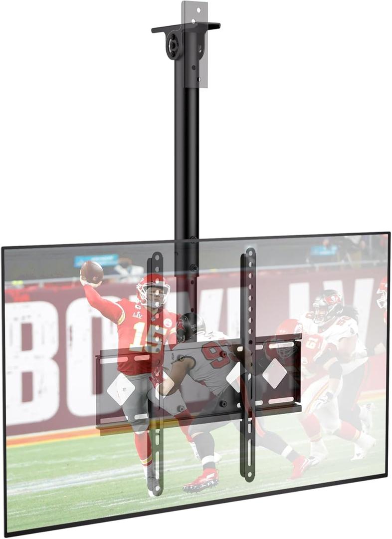 Ceiling TV Mount for 24-65 inch Flat ScreenTVs, Heavy Duty Hanging TV Mount Fits LED, LCD, OLED, Plasma TVs- Adjustable Height 360 Rotation Tilting Swiveling Outdoor Gazebo Ceiling Mount tv Bracket