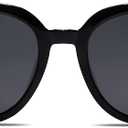 SOJOS Trendy Cat Eye Round Polarized Sunglasses for Women Fashion UV Protection Sunnies Sunglasses SJ2175 (Dark Black)