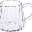 5 oz Clear Glass Pitcher for Milk and Creamer, Mini Beverage Jug with Handle and Pour Spout, Small Serving Container for Coffee, Syrup, Juice and Daily Kitchen Use