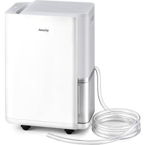 AEOCKY 2800 Sq.Ft Dehumidifier with Drain Hose, 40 Pint/D Compressor Dehumidifier for Home, Bathroom, Bedroom, Basement, 0.5 Gallon Water Tank Capacity, Intelligent Humidistat, Quiet