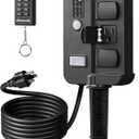 DEWENWILS Outdoor Power Stake Timer Waterproof, 6 Grounded Outlets, 6FT Extension Cord, 100FT Wireless Remote Control, Photocell Dusk to Dawn Timer for Lights, Yard, Garden, UL Listed, Black