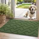 hicorfe Indoor Door Mat,20"x31.5" Non Slip Door Mats Indoor Entrance,TPR Backing Dirt Trap Entryway Rug,Washable Low-Profile Stylish Welcome Mat for Hallway,Front Back Door,Kitchen(Green)