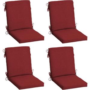 Arden 4-Pack Outdoor Patio Dining Chair Cushion, 20x44, Rain-Proof Seat Pad, Fade-Resistant Outdoor Cushion Ruby Red Leala
