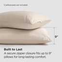 Bedsure Zipper Pillow Cases Queen, Cooling Pillow Cases Queen Size Set of 2, Rayon Derived from Bamboo Cooling Pillowcases for Hot Sleepers, Soft & Breathable Bed Pillow Covers, Beige, 20x30 Inches
