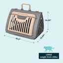 SportPet Designs Foldable Travel Cat Carrier - Front Door Plastic Collapsible Carrier, Gray and Tan, Medium (Pack of 1)
