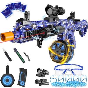 Electric Gel Ball Blaster, High Speed Automatic Splatter Ball Blaster with 60000+ and Goggles, Rechargeable Splatter Ball Toys for Outdoor Activities Game Party-Blueblack