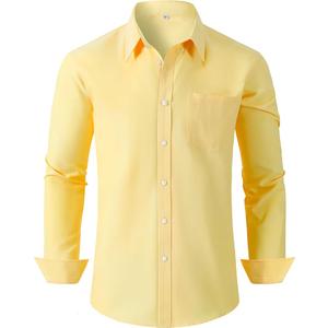 Grade 3.5 Wrinkle-Resistant Men's Lightweight Oxford Dress Shirts Long Sleeve Business Casual Pocket Shirt, Size XL